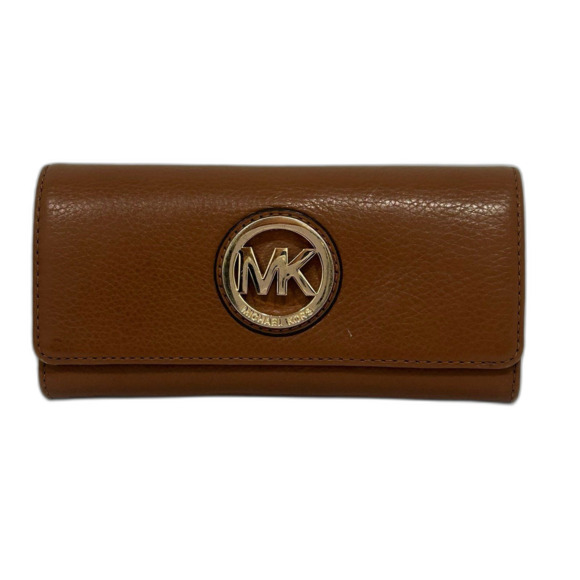 Michael Kors Wallet Women's Color Taupe Size 8" x 4"Fulton Flap Leather - Picture 1 of 11